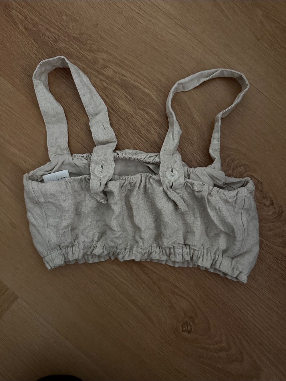 Cropped Neutral Linen Top - Picture 2 of 3
